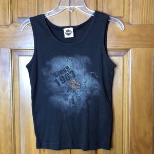 Harley Davidson Womens Brown Ombre Ribbed Graphic Print Tank Top M MEDIUM